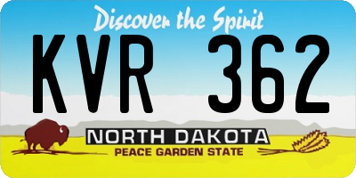 ND license plate KVR362