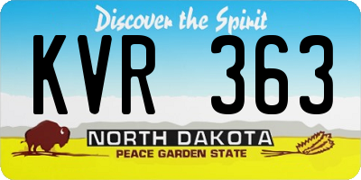 ND license plate KVR363