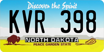 ND license plate KVR398