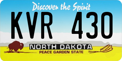 ND license plate KVR430