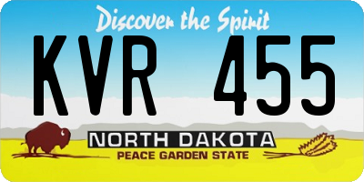 ND license plate KVR455