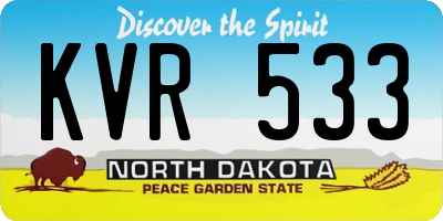 ND license plate KVR533