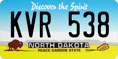 ND license plate KVR538