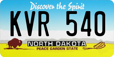 ND license plate KVR540