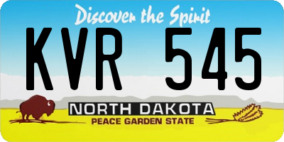 ND license plate KVR545
