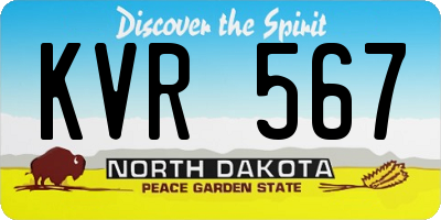 ND license plate KVR567