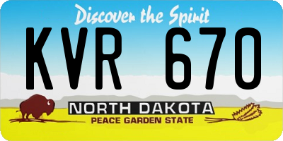 ND license plate KVR670