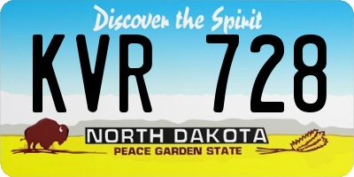 ND license plate KVR728