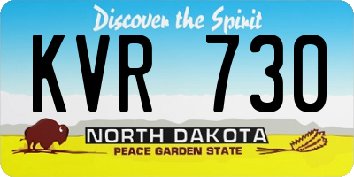 ND license plate KVR730