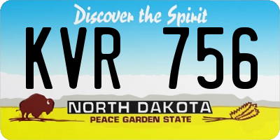 ND license plate KVR756