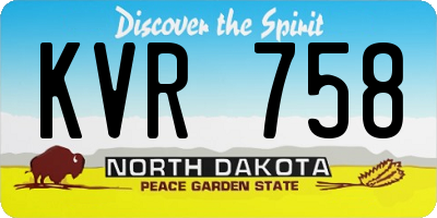 ND license plate KVR758