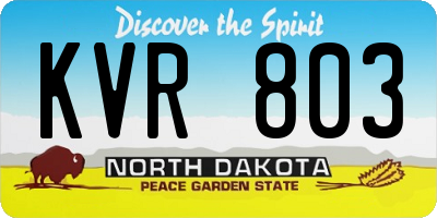 ND license plate KVR803