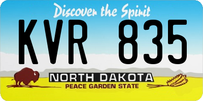 ND license plate KVR835