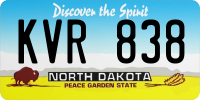 ND license plate KVR838