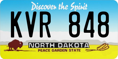 ND license plate KVR848