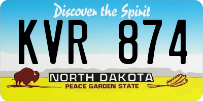 ND license plate KVR874