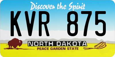 ND license plate KVR875