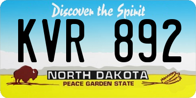 ND license plate KVR892