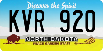 ND license plate KVR920
