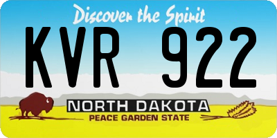 ND license plate KVR922