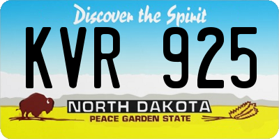 ND license plate KVR925