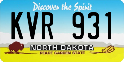 ND license plate KVR931