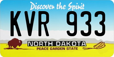 ND license plate KVR933