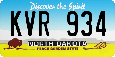ND license plate KVR934