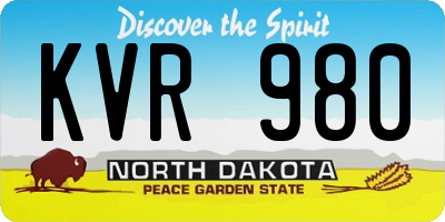 ND license plate KVR980