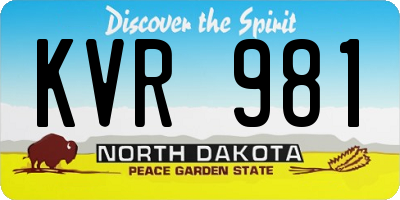 ND license plate KVR981