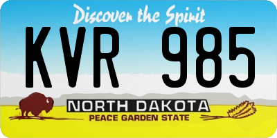ND license plate KVR985