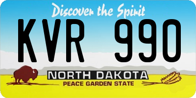 ND license plate KVR990