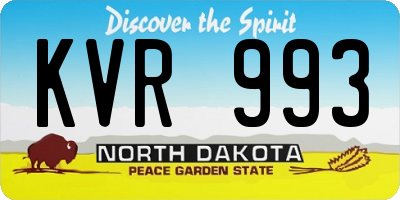 ND license plate KVR993