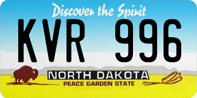 ND license plate KVR996