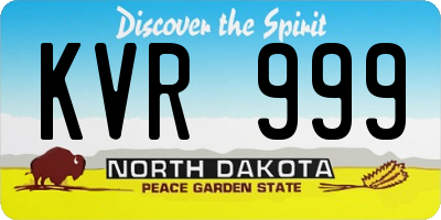 ND license plate KVR999