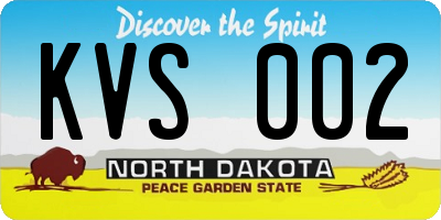 ND license plate KVS002