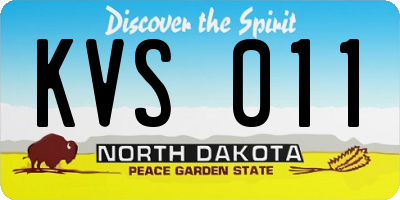 ND license plate KVS011