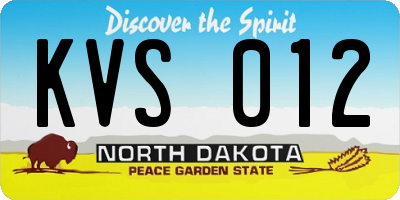 ND license plate KVS012
