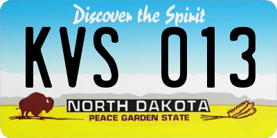 ND license plate KVS013