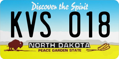 ND license plate KVS018