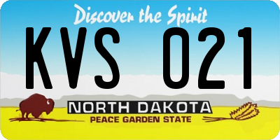 ND license plate KVS021