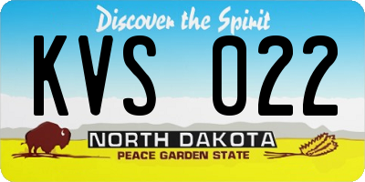 ND license plate KVS022