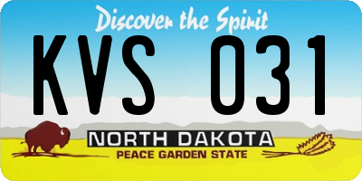 ND license plate KVS031