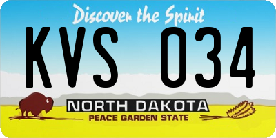ND license plate KVS034