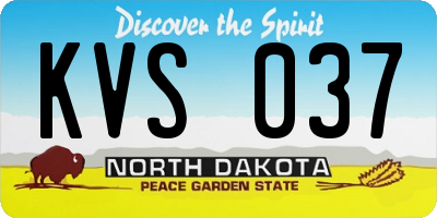 ND license plate KVS037