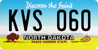ND license plate KVS060