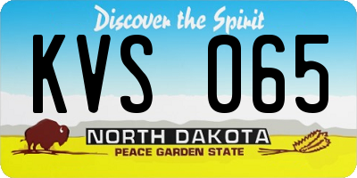 ND license plate KVS065