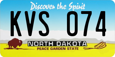 ND license plate KVS074