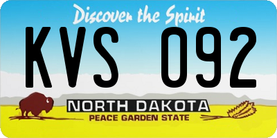 ND license plate KVS092