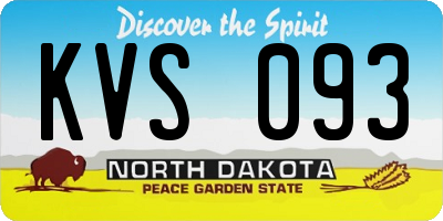 ND license plate KVS093